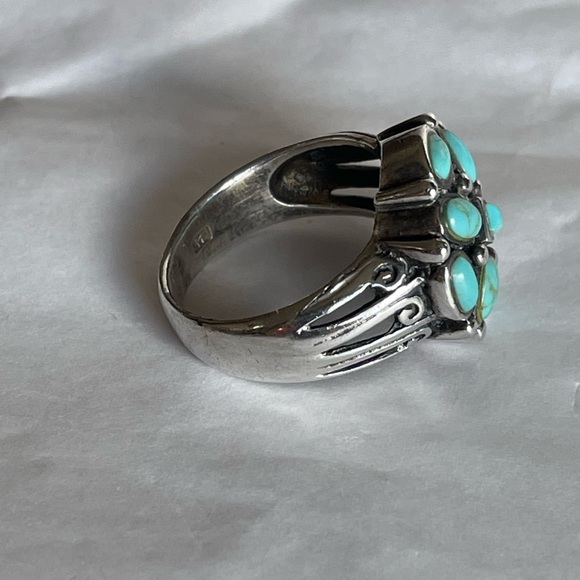Vintage Signed Turquoise & Sterling Ring-Size 6 - Picture 2 of 4